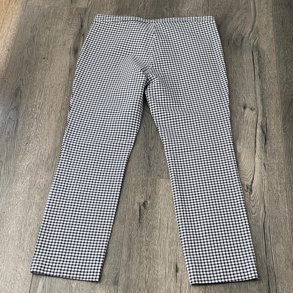 Theory Blue & White Gingham Cropped Pants - Picture 6 of 10